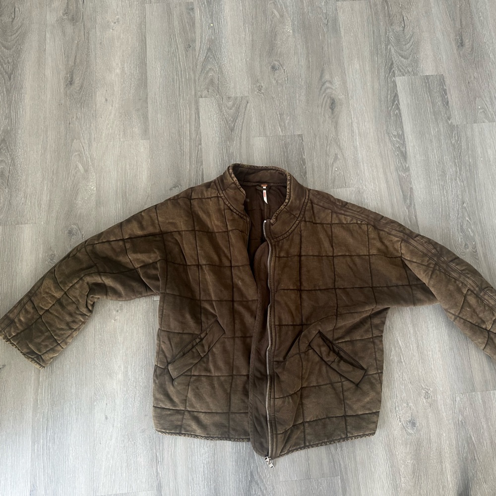 Free People | Dolman Quilted Knit Jacket Olive Green Bomber Jacket - Picture 5 of 7